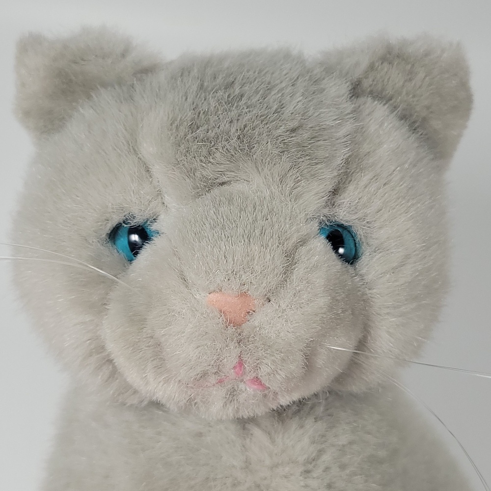 The Summit Collection Gray Cat 9" Plush Sitting Blue Eyes Whiskers VTG 1988